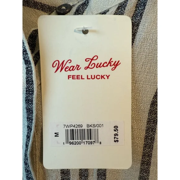 Women's Lucky Brand Striped Blouse Size M Cream and Black - Picture 3 of 4